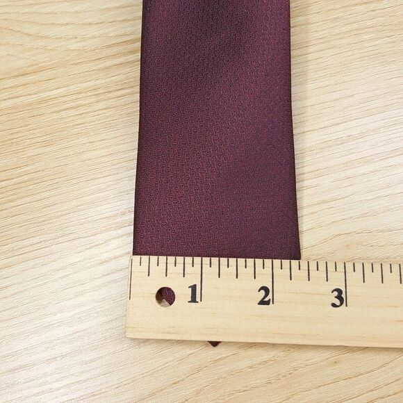 BAR III Mens Neck Tie Burgundy Woven Solid Slim Skinny - Picture 3 of 4